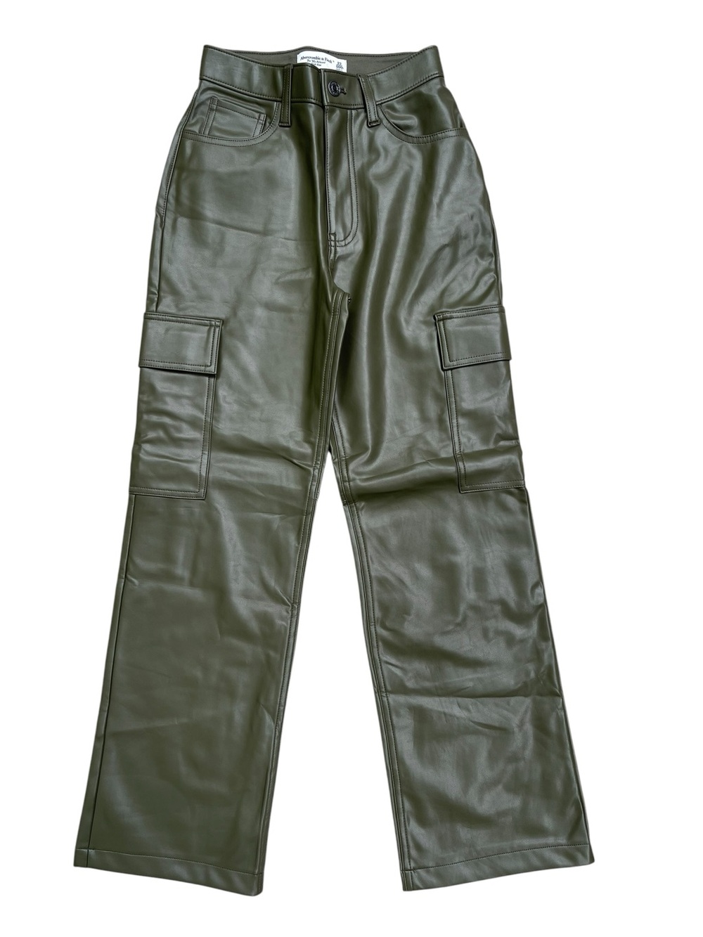 Abercrombie Curve Love Green Faux‎ Leather Cargo Pants 23/000L